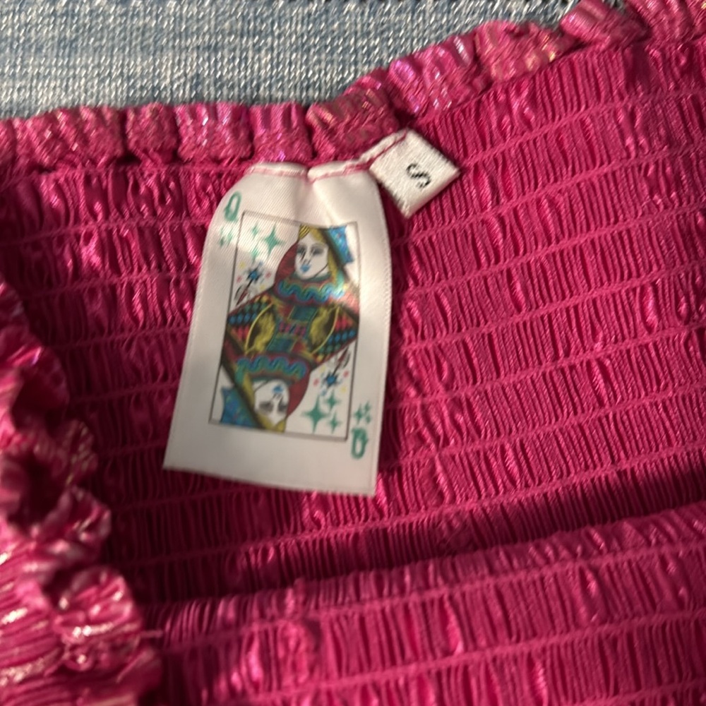 Queen of Sparkles Pink Metallic Smocked Skort | Size Small - Picture 2 of 3